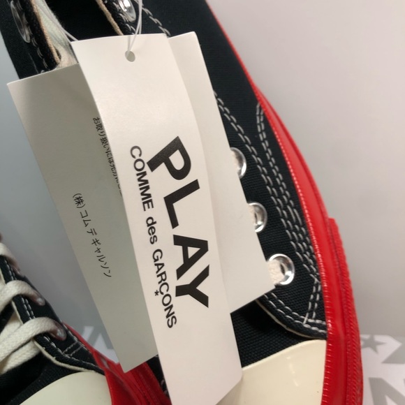 Comme des Garçon PLAY x Converse Chuck 70 Hi - Black/Red A01793C Size M7/W9 NWT - Picture 14 of 16